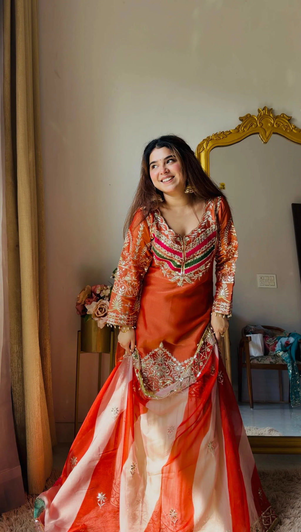 Wedding Ready Glam: Heavy Sequence Work Top Palazzo Set with Designer Dupatta