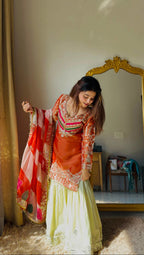 Wedding Ready Glam: Heavy Sequence Work Top Palazzo Set with Designer Dupatta