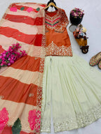 Wedding Ready Glam: Heavy Sequence Work Top Palazzo Set with Designer Dupatta