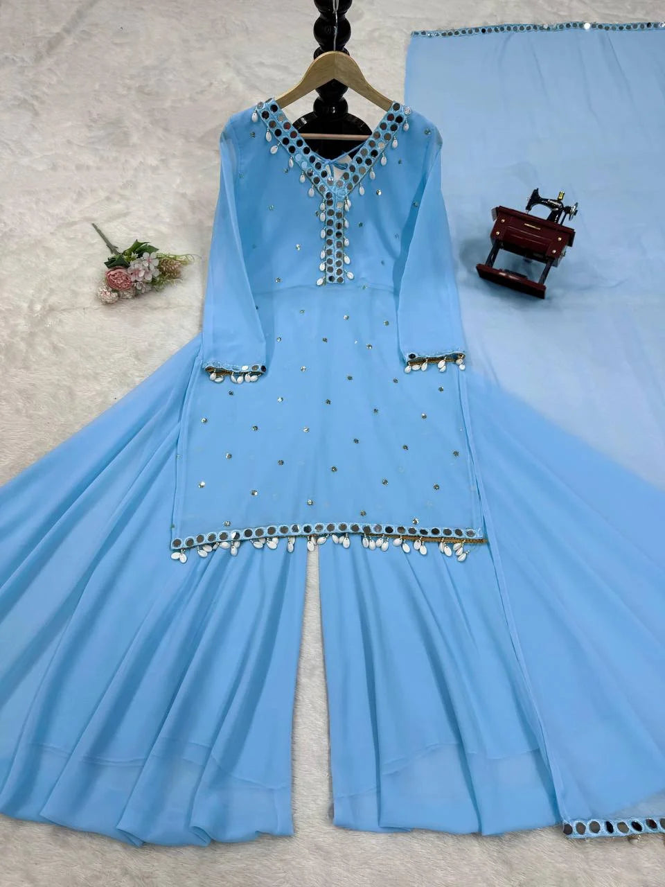 Premium Georgette Embroidered Suit with Threadâ€“Sequence Work