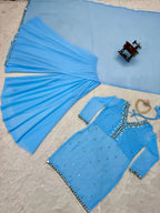 Premium Georgette Embroidered Suit with Threadâ€“Sequence Work