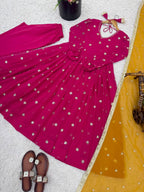 Designer Full-Length Georgette Anarkali Set With Fancy Sleeves & Dupatta