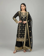 Stunning Heavy Embroidered Georgette Three-Piece Set
