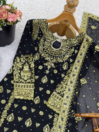 Stunning Heavy Embroidered Georgette Three-Piece Set