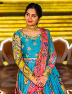 Premium Riyon Cotton Kalamkari Lehenga Choli Set