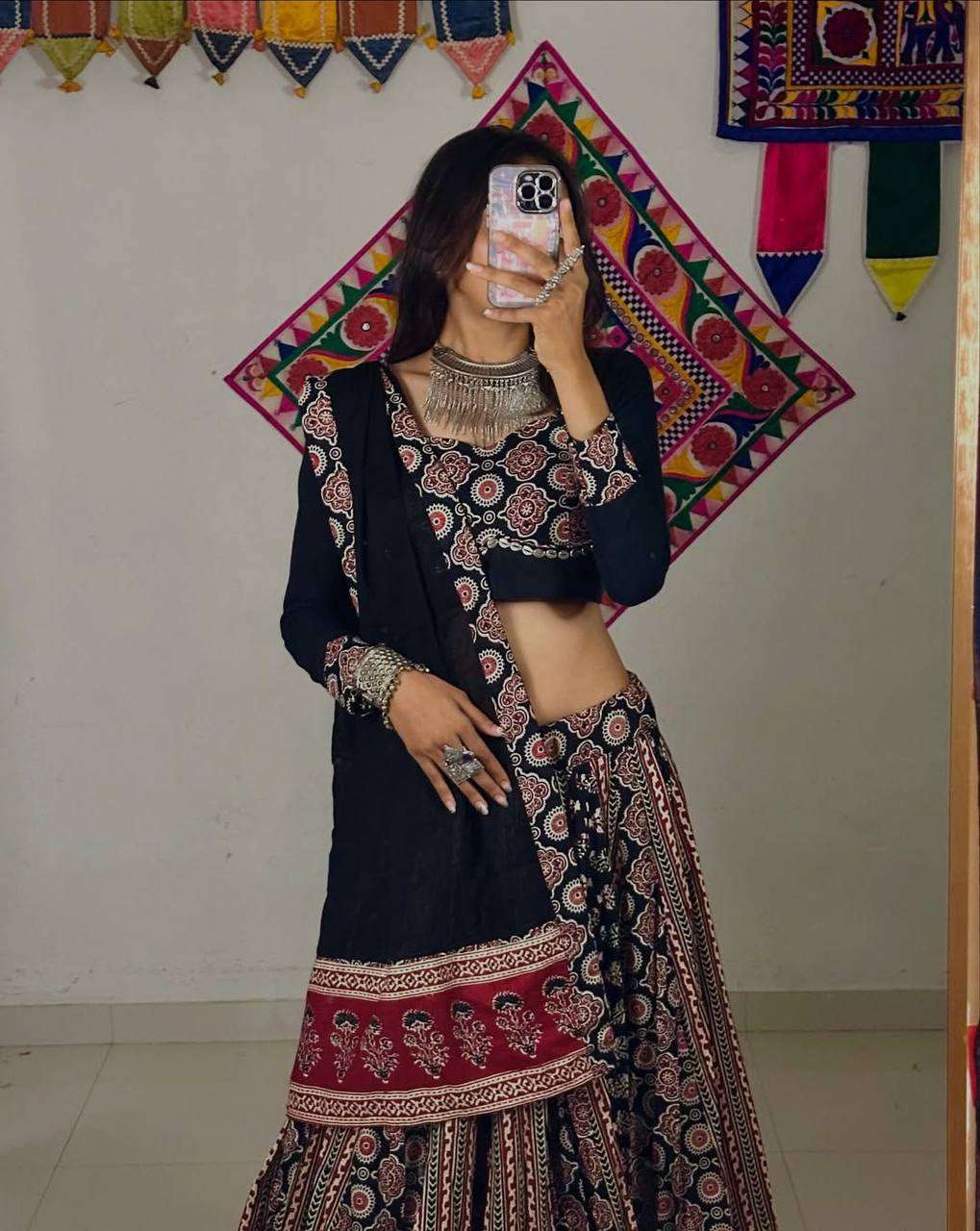 Printed Rayon Lehenga & Blouse â€“ Black Beauty Special