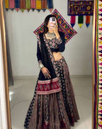 Printed Rayon Lehenga & Blouse â€“ Black Beauty Special