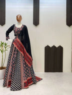 Printed Rayon Lehenga & Blouse â€“ Black Beauty Special