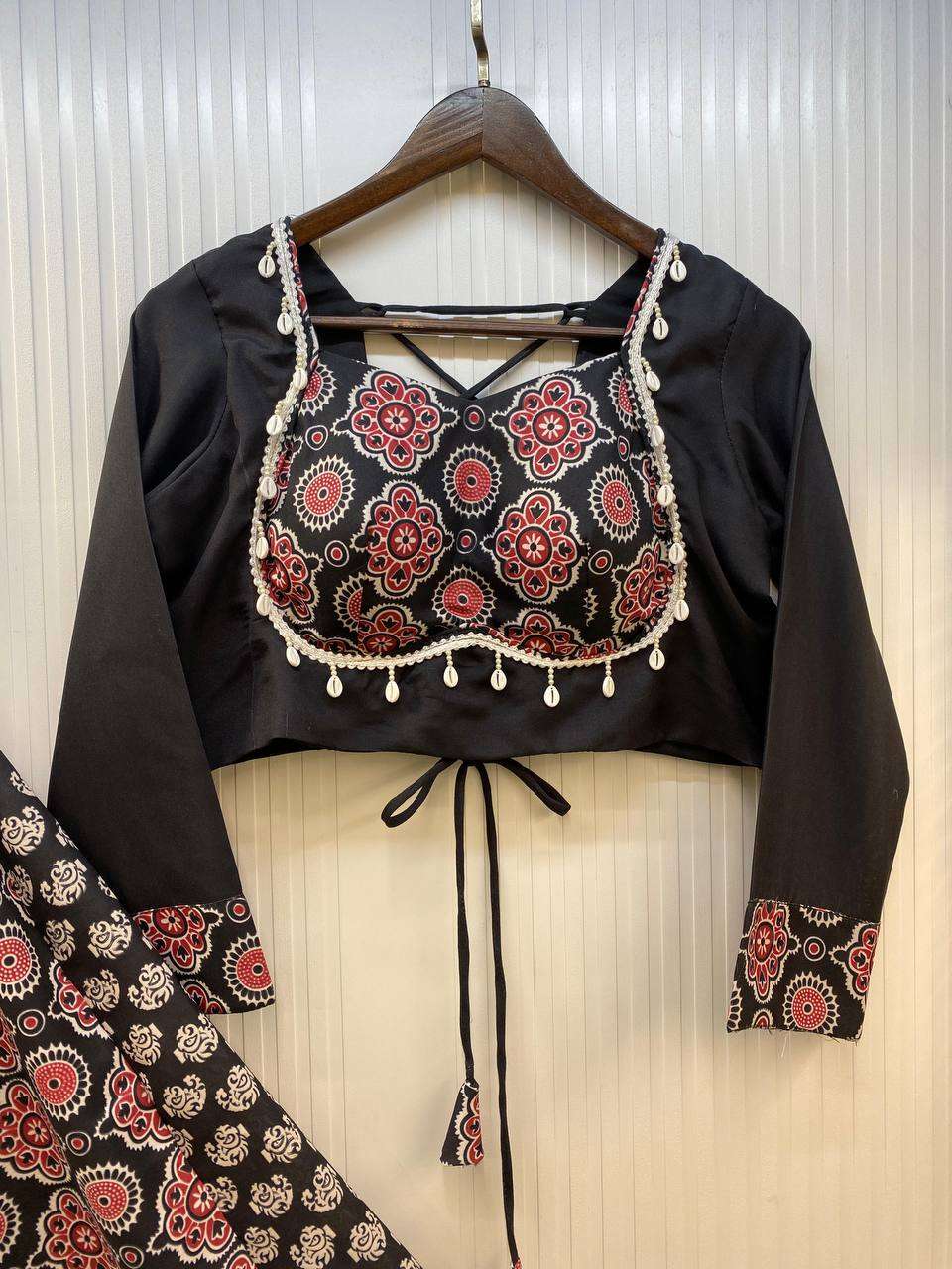 Printed Rayon Lehenga & Blouse â€“ Black Beauty Special