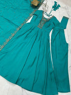 Designer Handwork Chanderi Silk Anarkali Set