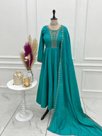 Designer Handwork Chanderi Silk Anarkali Set
