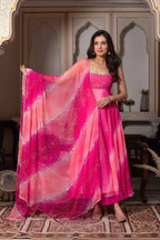 Designer Faux Georgette Digital Print Set with Real Mirror Handwork