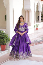 Gold Crush Embroidered Lehenga Set with Designer Peplum Blouse & Lace Dupatta