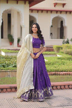 Elegant Gold Crush Lehenga with Heavy Sequence & Zari Embroidery