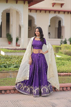 Elegant Gold Crush Lehenga with Heavy Sequence & Zari Embroidery