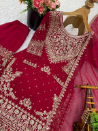 Heavy Georgette Embroidered Topâ€“Bottom Set With Dupatta