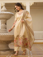 Premium Viscose Asam Silk Suit Set with Embroidery & Printed Dupatta