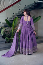 Designer Shimmer Silk Sequence Work Gown with Dupatta