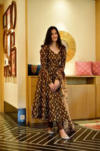 Party Wear Silk Satin Gown with Elegant Digital Print Work