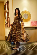 Party Wear Silk Satin Gown with Elegant Digital Print Work