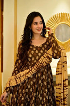 Party Wear Silk Satin Gown with Elegant Digital Print Work