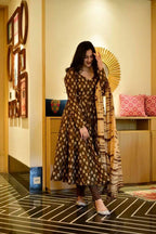 Party Wear Silk Satin Gown with Elegant Digital Print Work