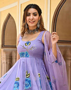 Ethnic Heavy Georgette Anarkali Gown with Matching Dupatta
