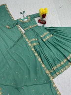 Designer Chinon Silk Lehenga Choli with Heavy Paip Sequence & Cutwork Dupatta