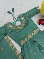 Designer Chinon Silk Lehenga Choli with Heavy Paip Sequence & Cutwork Dupatta