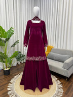 Festive Wear Heavy Viscose Velvet Top with Sharara and Embellished Dupatta