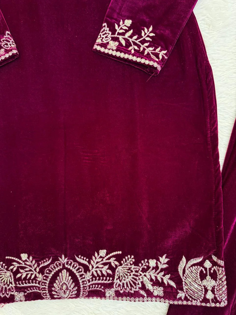 Festive Wear Heavy Viscose Velvet Top with Sharara and Embellished Dupatta
