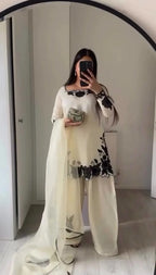 Festive Wear Silk Kurta Palazzo Set for Women