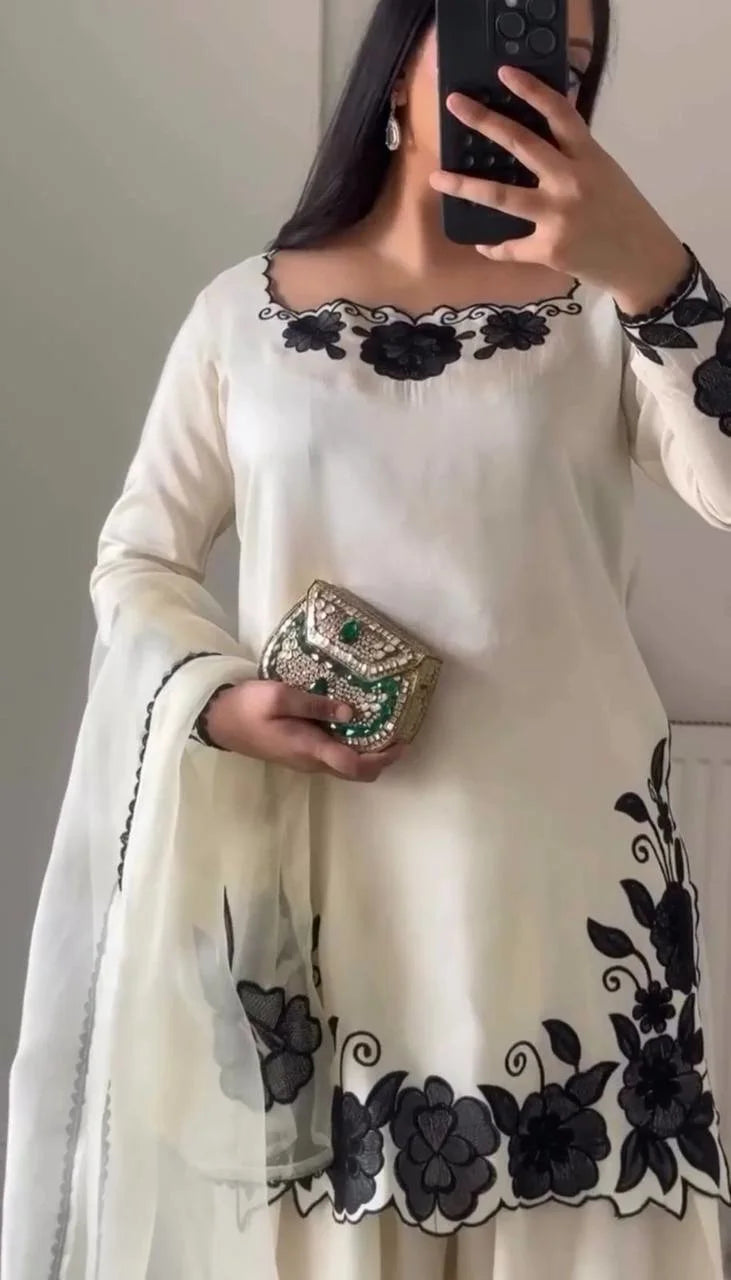 Festive Wear Silk Kurta Palazzo Set for Women
