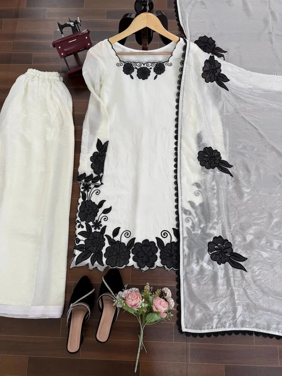 Festive Wear Silk Kurta Palazzo Set for Women