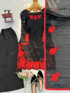 Glow Mode On: Silk Sequence Kurta Palazzo & Dupatta Set