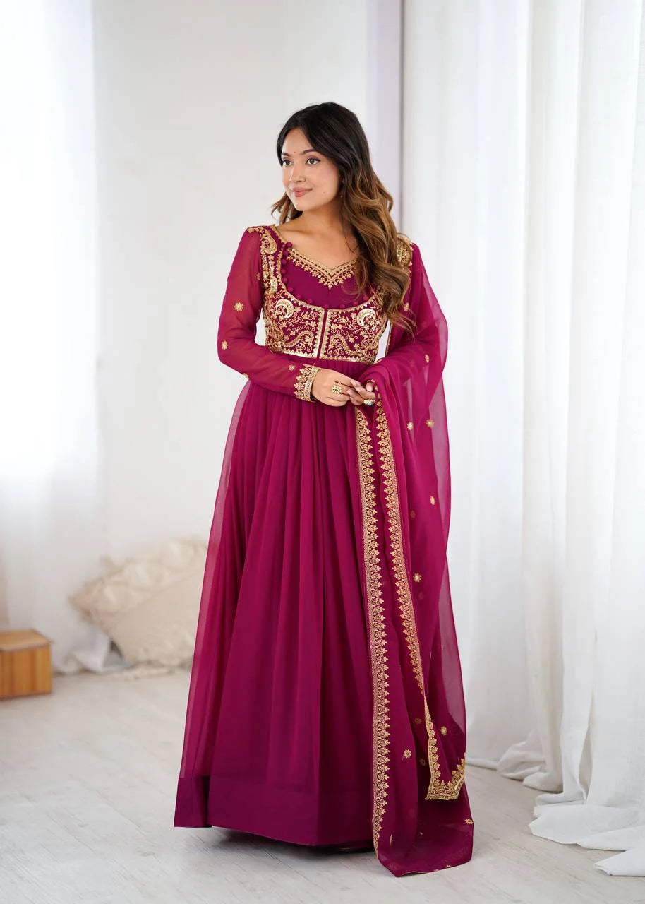 Stylish Partywear Embroidered Suit with Micro Pant & Embroidered Dupatta