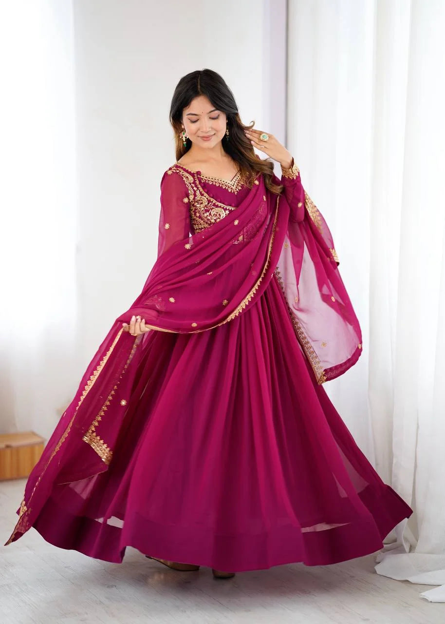 Stylish Partywear Embroidered Suit with Micro Pant & Embroidered Dupatta