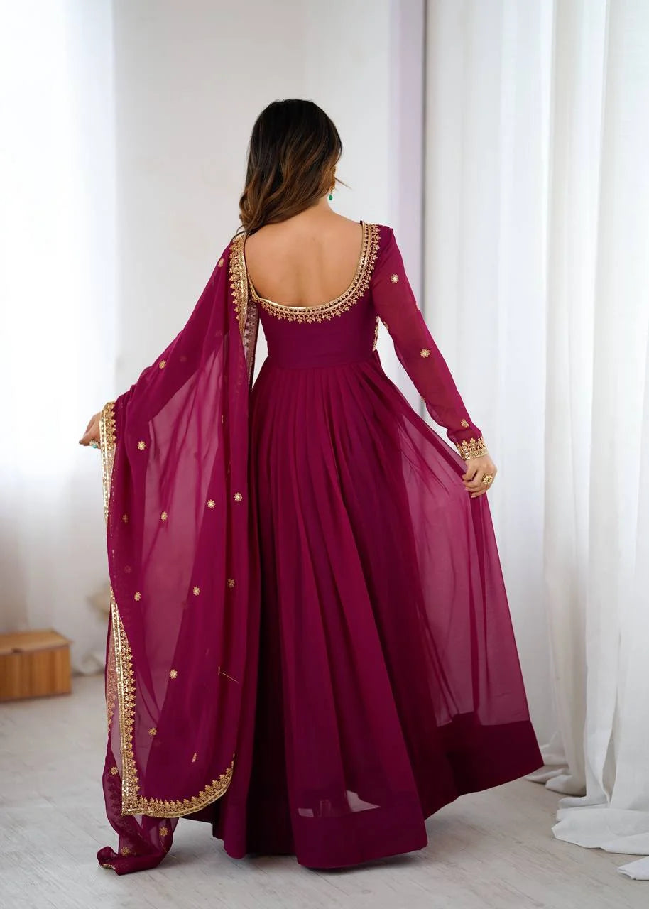 Stylish Partywear Embroidered Suit with Micro Pant & Embroidered Dupatta
