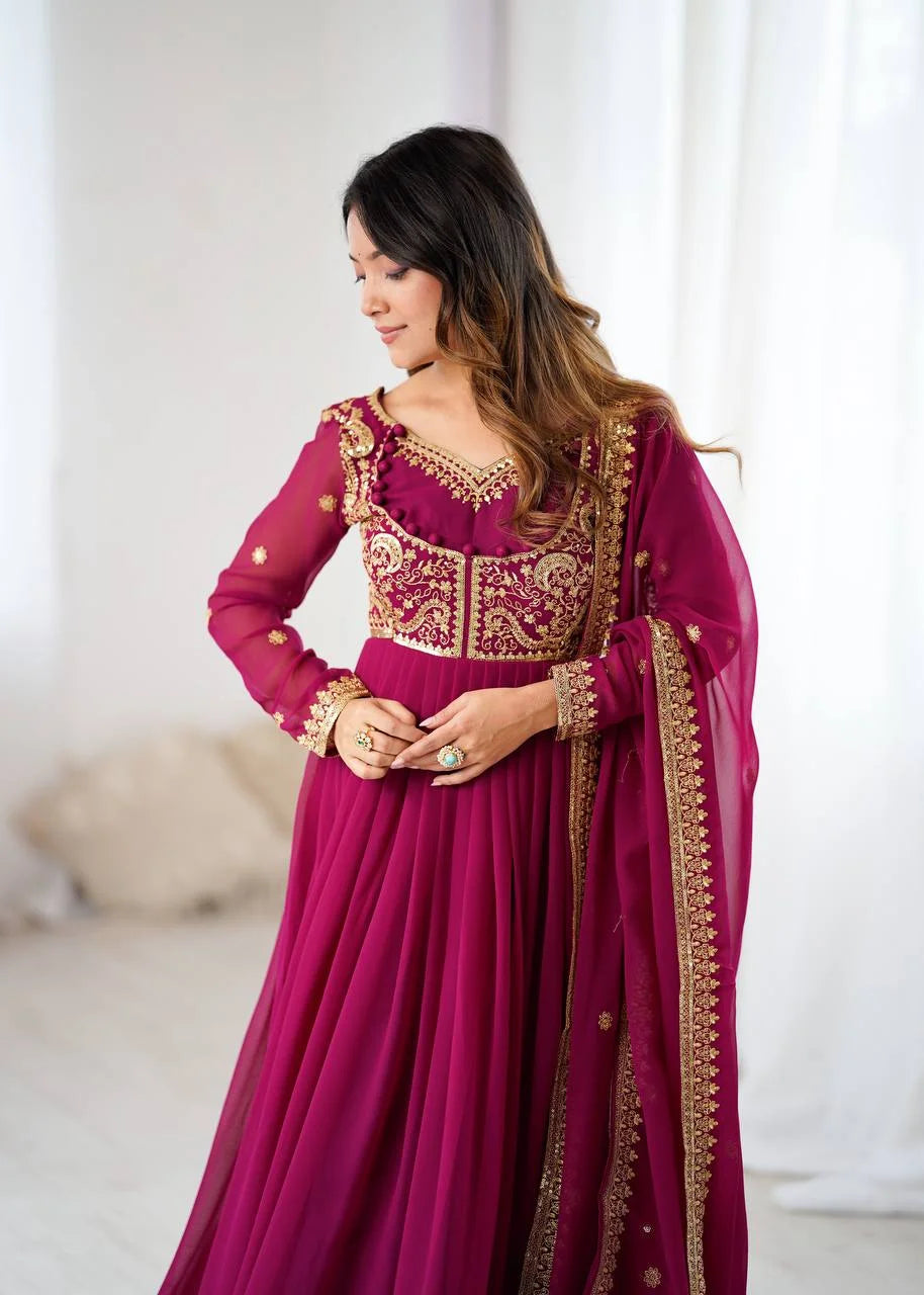 Stylish Partywear Embroidered Suit with Micro Pant & Embroidered Dupatta
