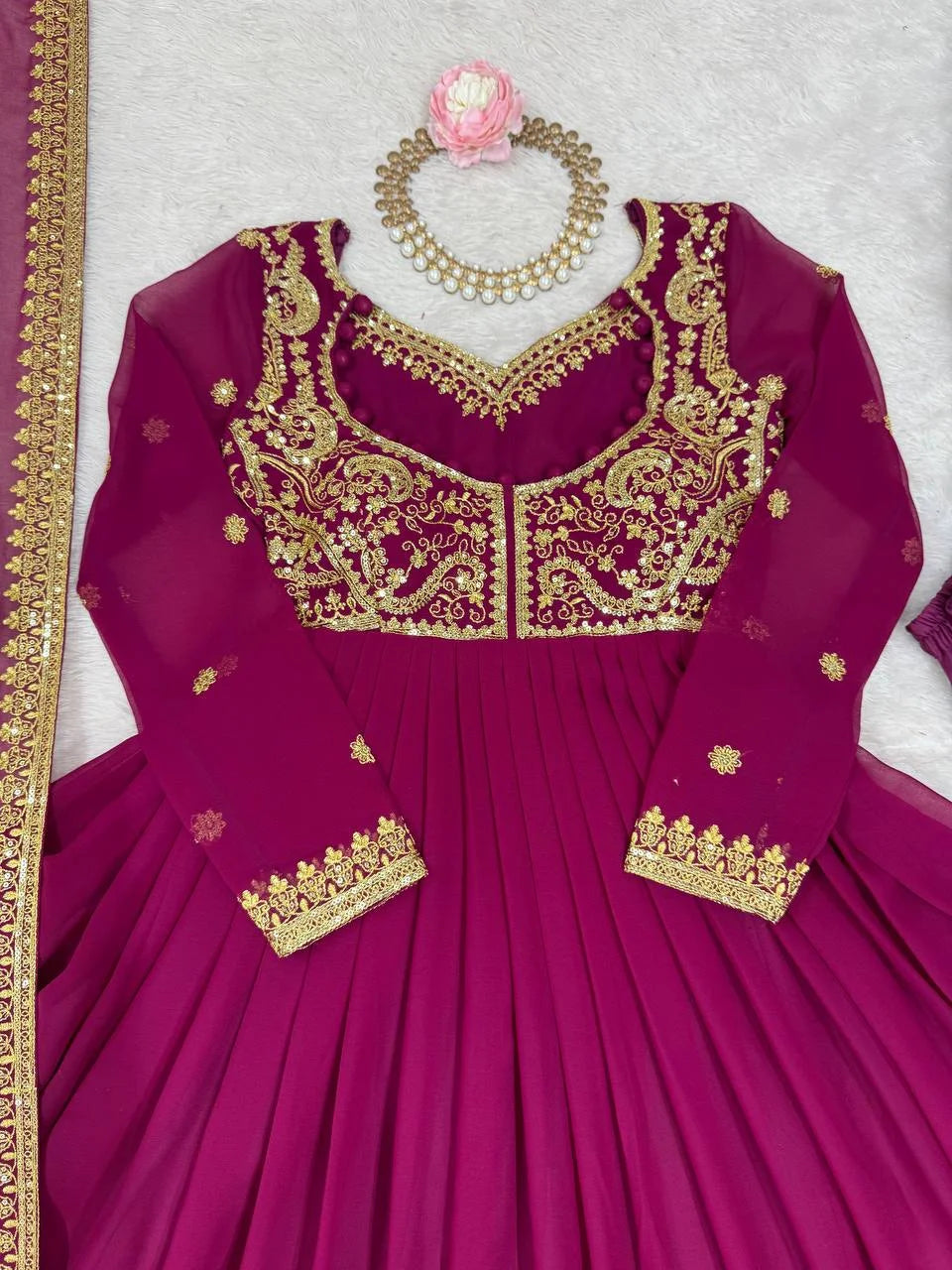 Stylish Partywear Embroidered Suit with Micro Pant & Embroidered Dupatta