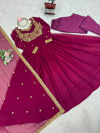 Stylish Partywear Embroidered Suit with Micro Pant & Embroidered Dupatta