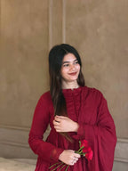 Festive Wear Floral Silk Anarkali Gown with Pant & Dupatta for Women