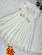 Festive Wear Floral Silk Anarkali Gown with Pant & Dupatta for Women