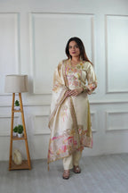 Pure Assam Silk Designer Suit Set with Heavy Embroidery, Real Moti Work & Digital Print Dupatta