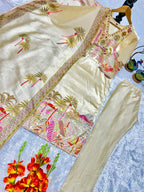 Pure Assam Silk Designer Suit Set with Heavy Embroidery, Real Moti Work & Digital Print Dupatta