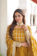 Rich Sequence & Zari Embroidered NC Vichitra Gown with Fancy Dupatta