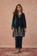 Royal Velvet Suit Set with Cording-Sequence Work & Organza Dupatta