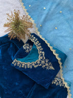 Royal Velvet Suit Set with Cording-Sequence Work & Organza Dupatta