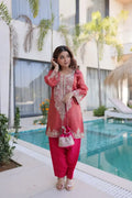 Premium Ethnic Edit: Viscose Top with Sequins Work, Pant & Batwa Set