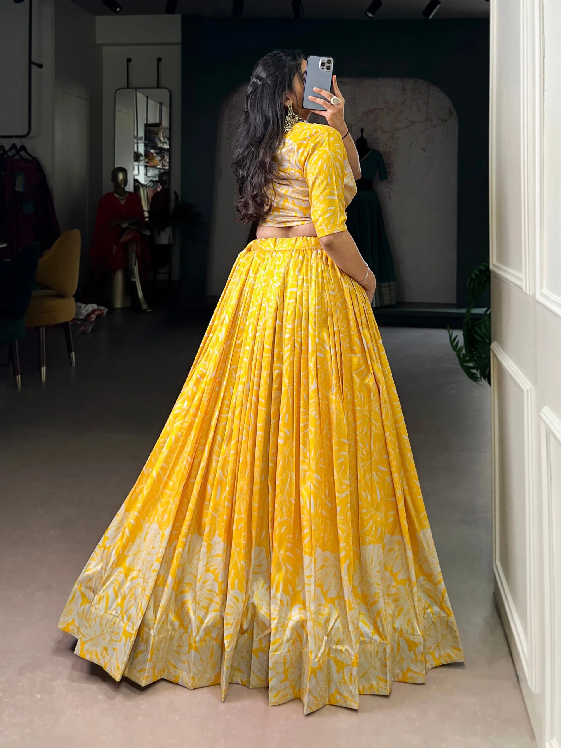 Stylish Tasar Silk Printed Lehenga Set with Handcrafted Blouse & Koti